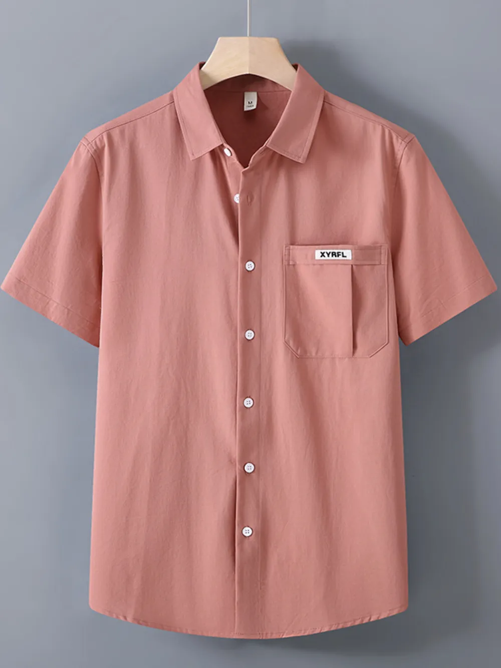 Men's Plus Size Button Up Short-Sleeve Shirt