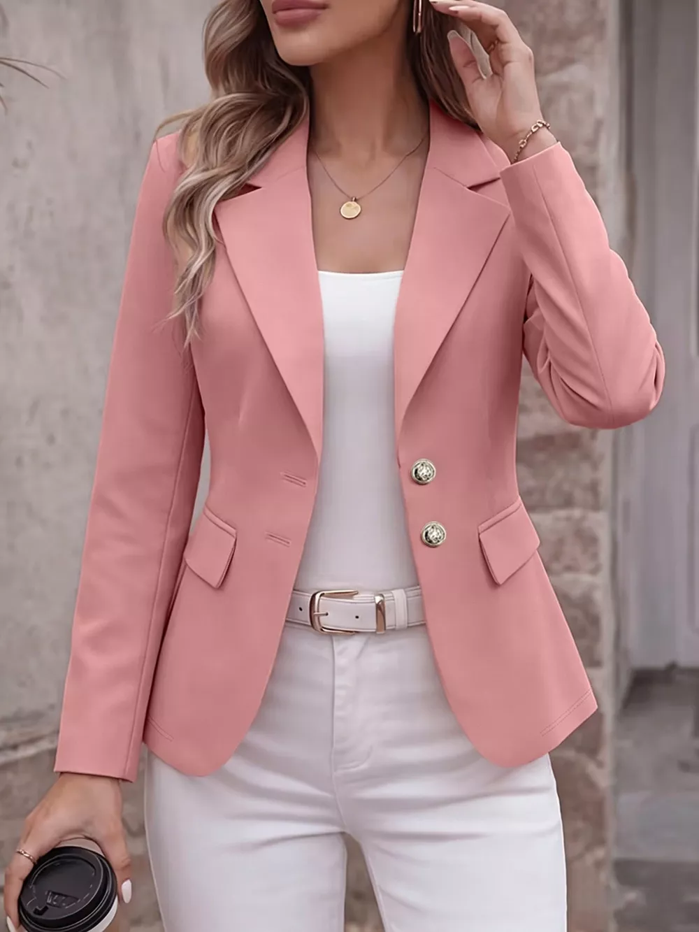 Full Size Lapel Collar Long Sleeve Blazer Plus Size, image 13