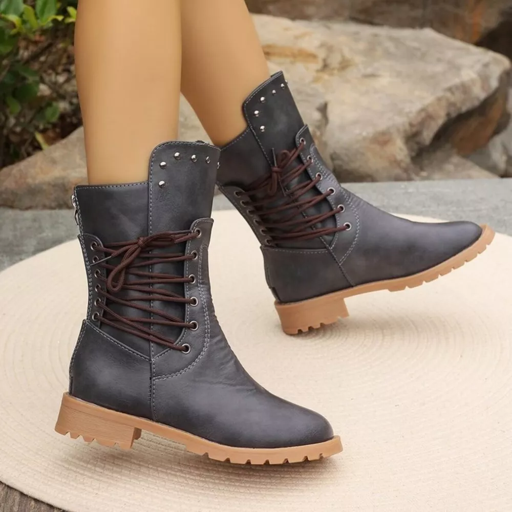 Studded Lace-Up Boots, image 9