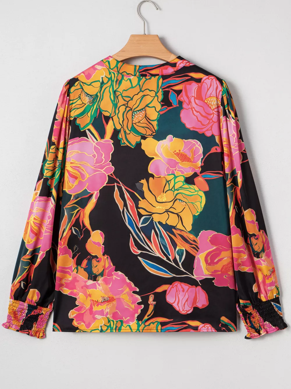 Floral Print Smocked Cuffs Puff Sleeve Blouse, image 6