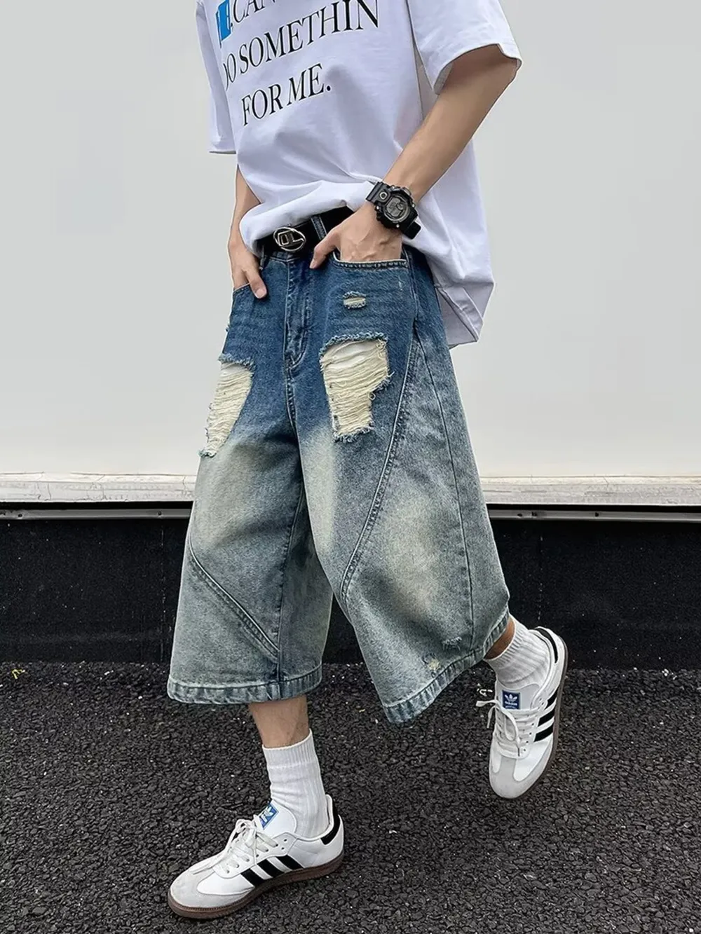 Men's Full Size Wide-Leg Denim Shorts Plus Size, image 2