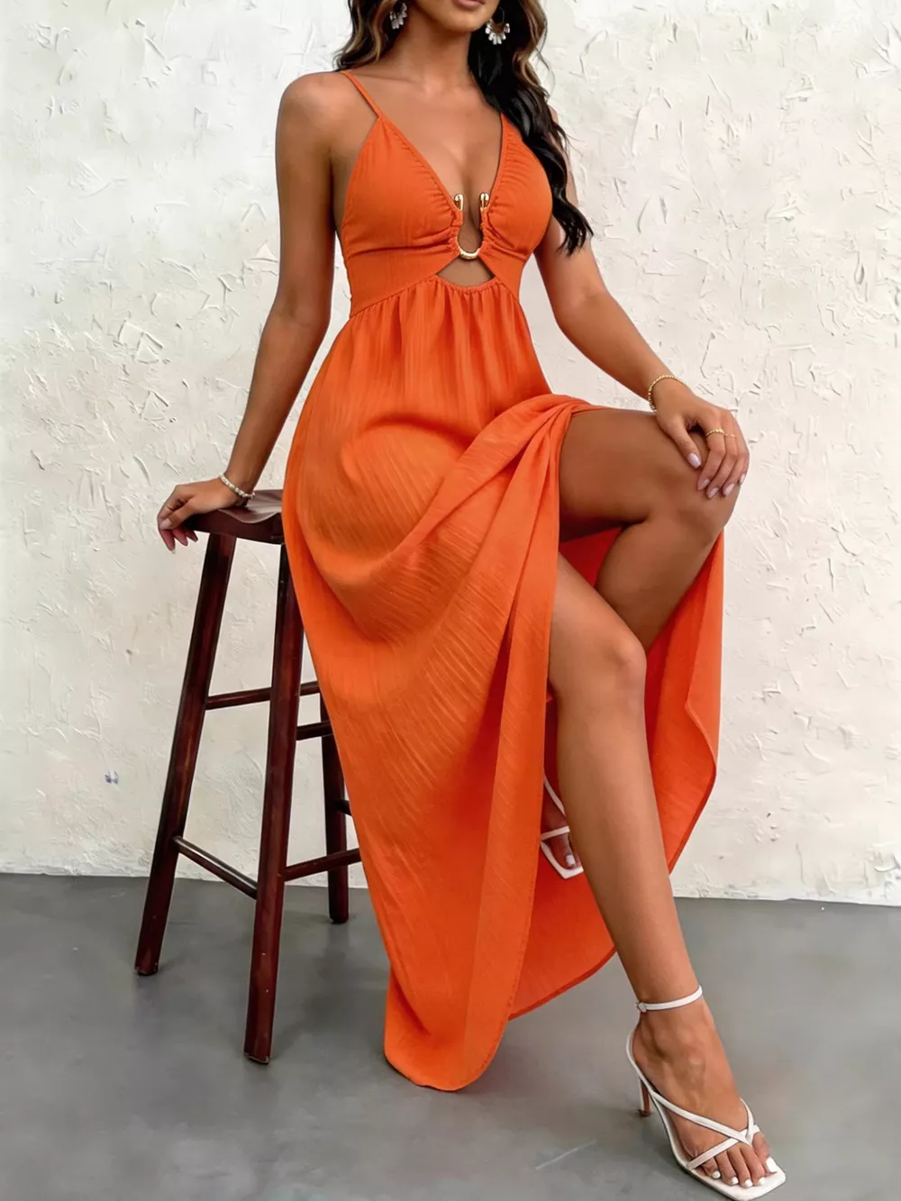 Cutout Front Slit Maxi Dress, image 3