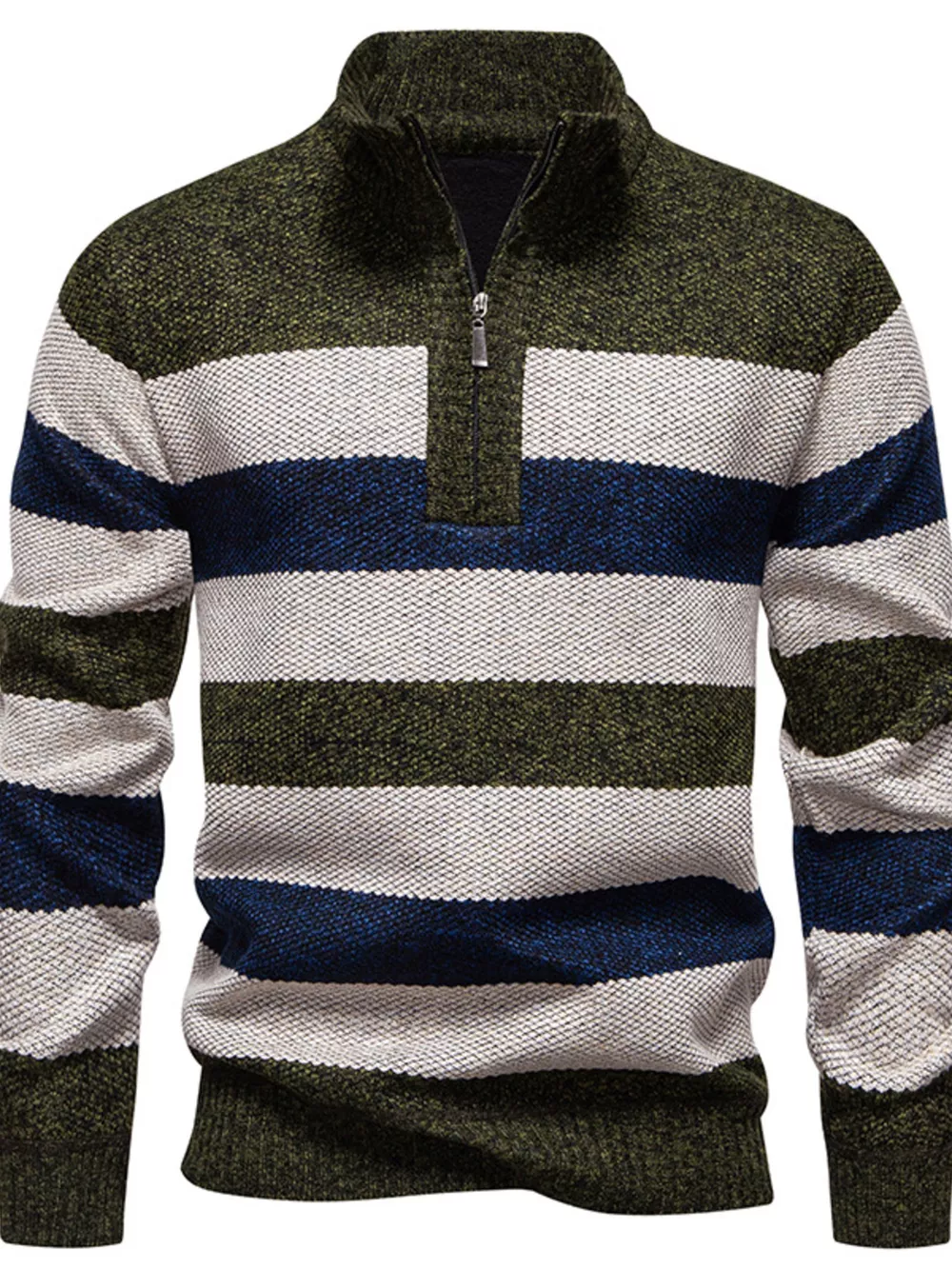 Men's Plus Size Striped Quarter-Zip Sweater, image 4