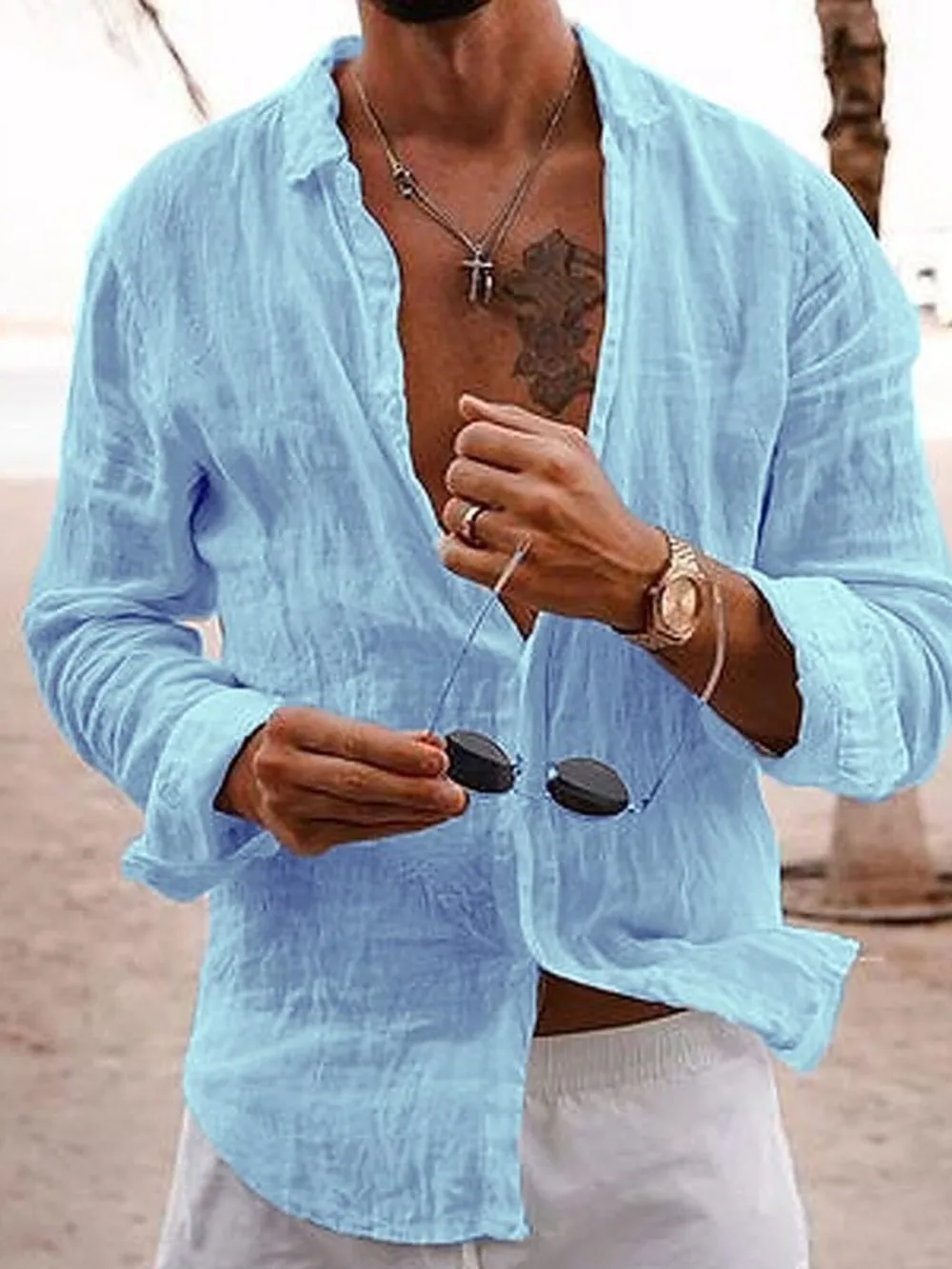 Men's Full Size Button Up Long Sleeve Shirt Plus Size, image 5
