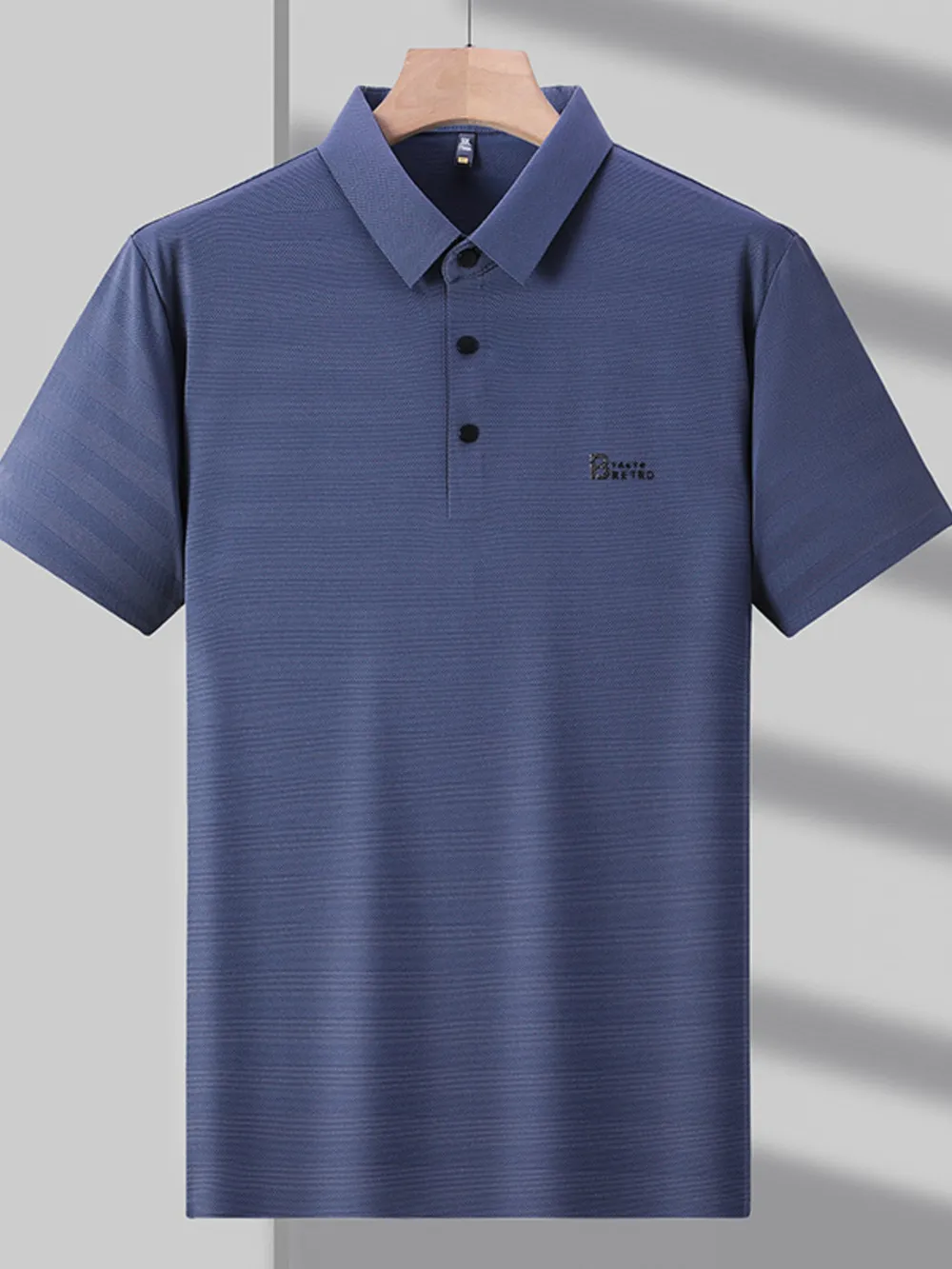 Men's Plus Size Striped Short Sleeve Polo