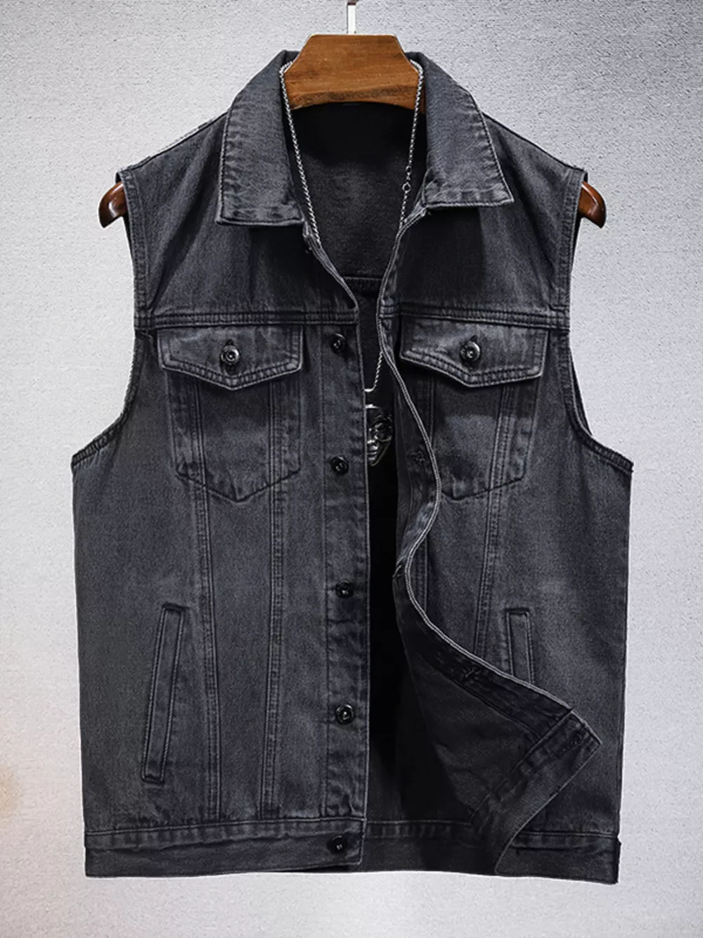 Men's Plus Size Casual Denim Sleeveless Vest