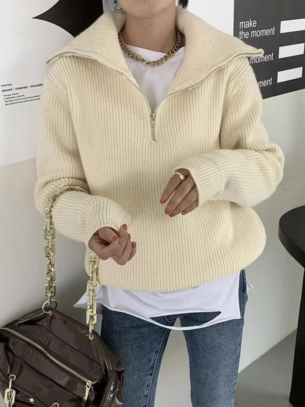 Half-Zip Long Sleeve Sweater, image 17