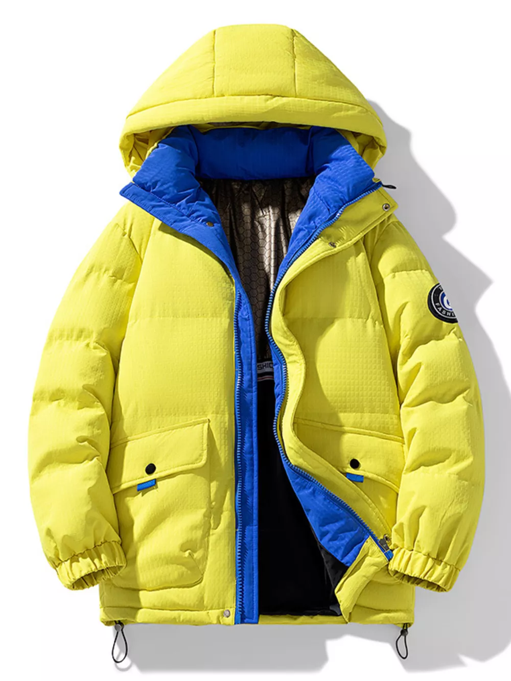 Men's Plus Size Contrast Hooded Puffer Jacket, image 2