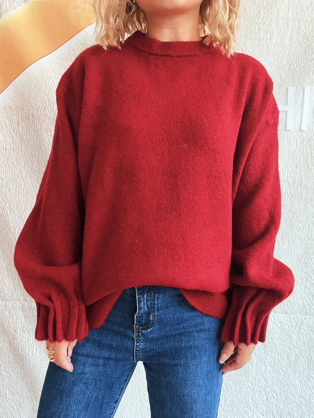 Round Neck Dropped Shoulder Sweater, image 22