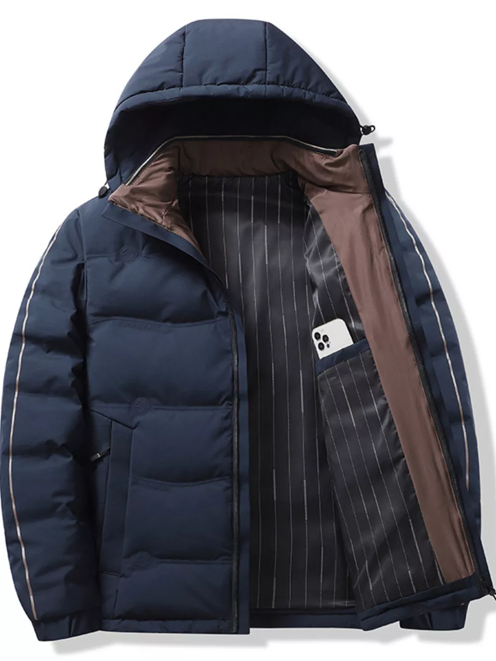 Men's Plus Size Warm Padded Hooded Winter Puffer Jacket, image 3