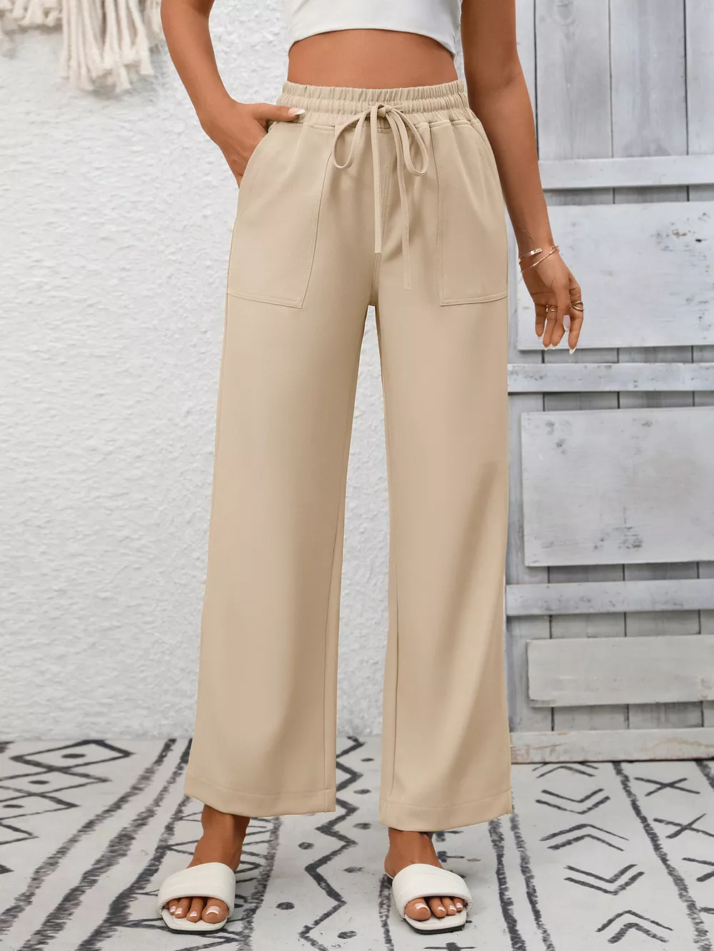 Casual Drawstring Wide Leg Pants, image 10