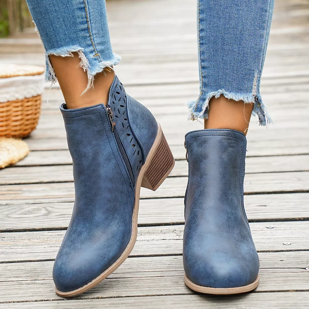 Round Toe Block Heels Boots, image 9