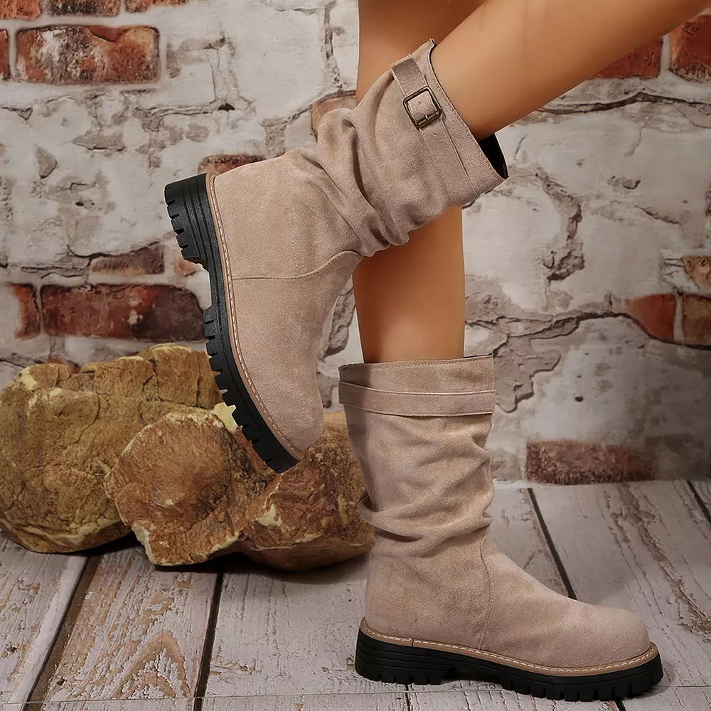 Buckle Accent Slouch Boots