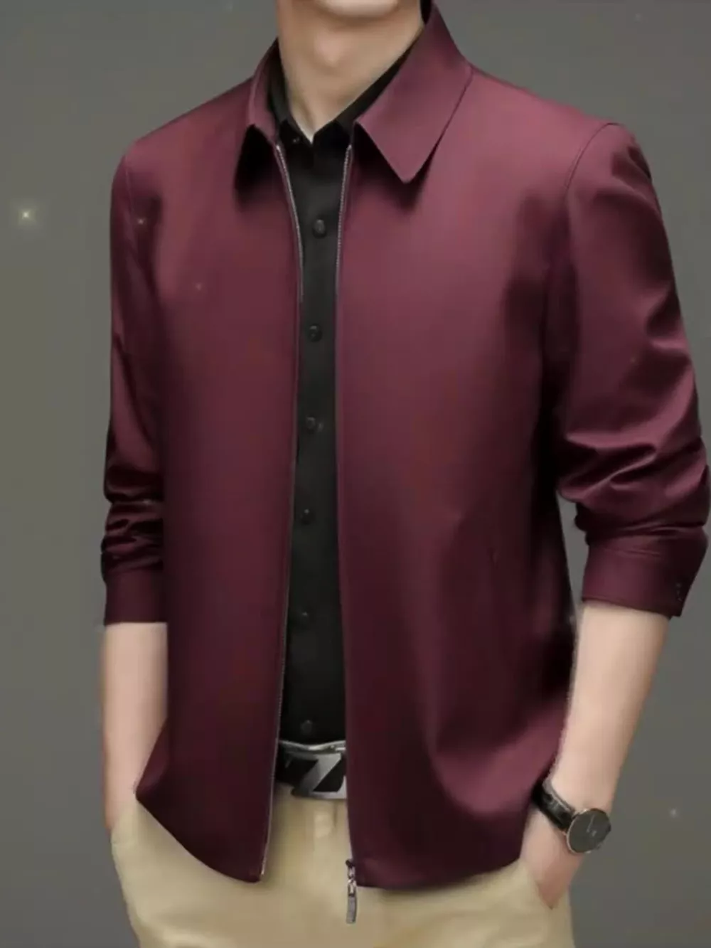 Men's Plus Size Zip Up Long Sleeve Jacket, image 8