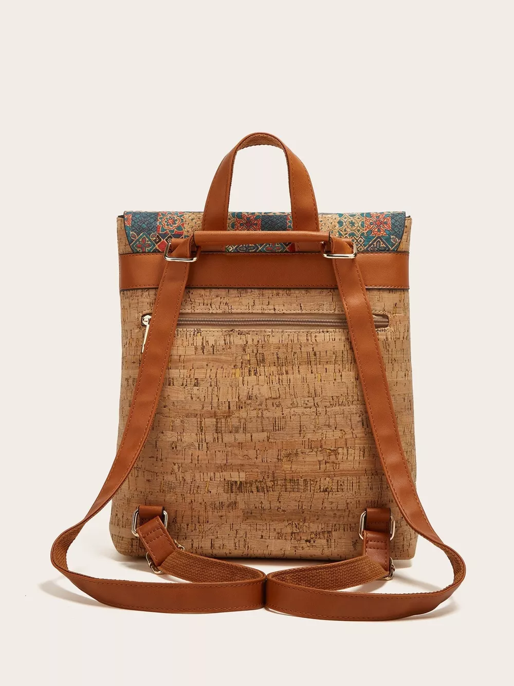 Vintage Bark Print Flap Backpack, image 4