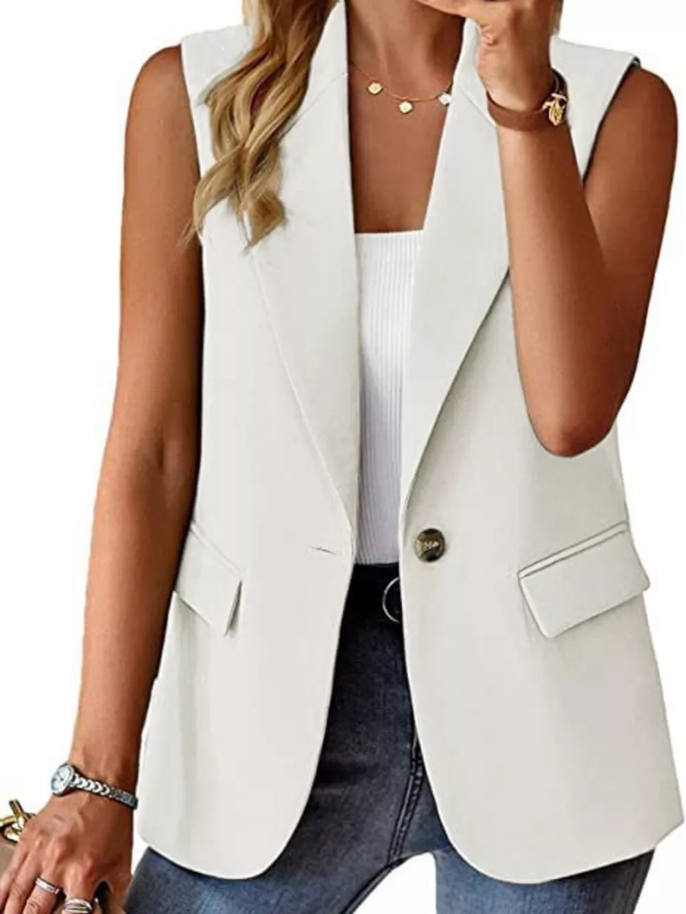 One Button Blazer Vest, image 4