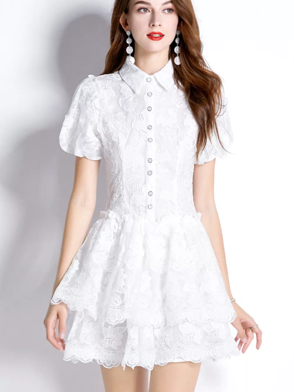 Lace Puff Sleeve Mini Dress, image 10