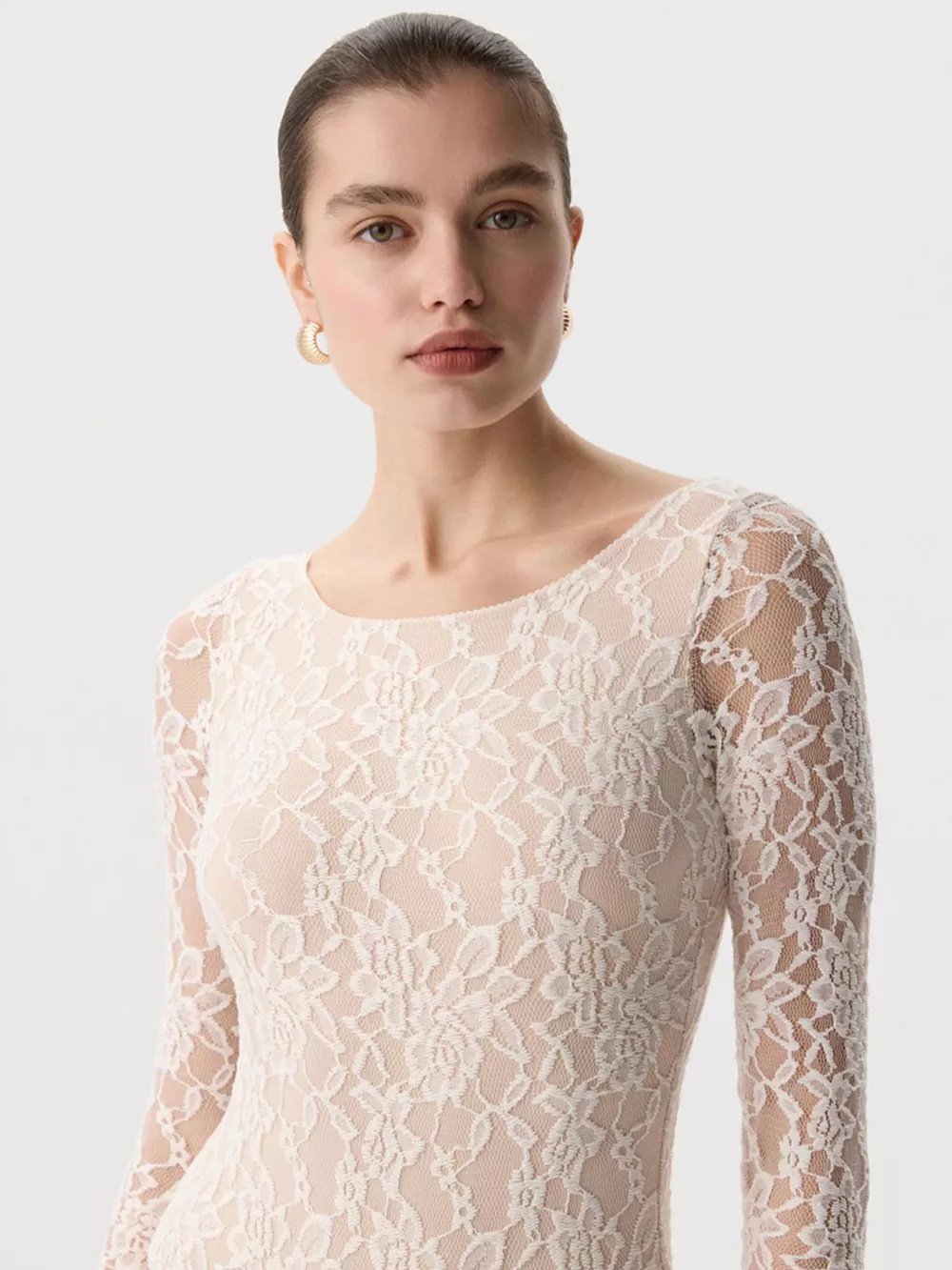 Lace Round Neck Long Sleeve Top, image 11