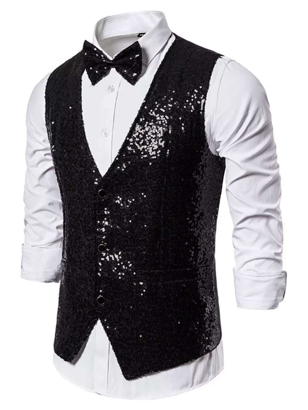 Men's Sequin Slim Fit Vest, image 5