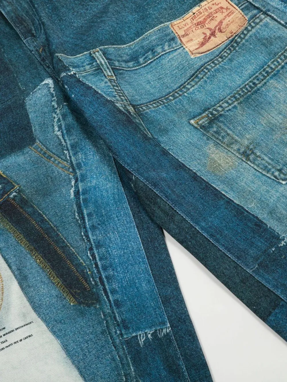 Men's Washed Patchwork Wide Leg Curved Jeans, image 16