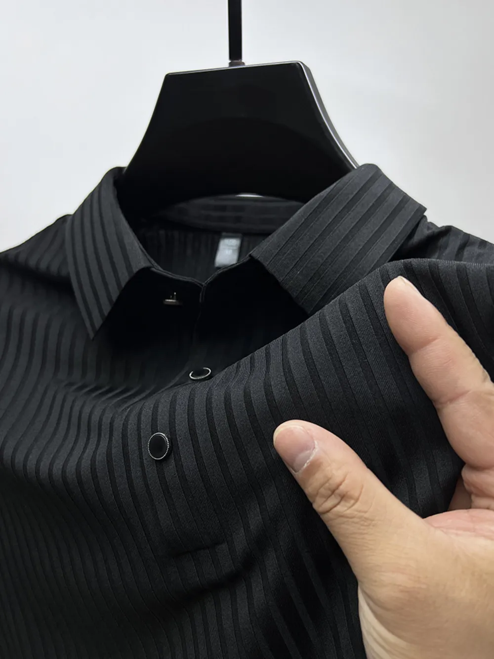 Men's Plus Size Ribbed Texture Short Sleeve Polo