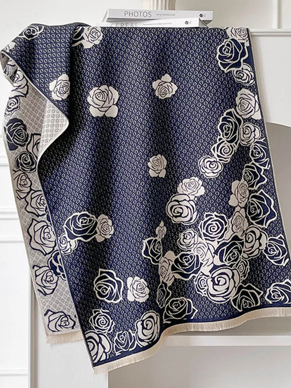 Rose Pattern Warm Scarf, image 7