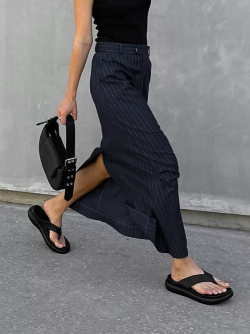 Slit Striped Maxi Skirt, image 3