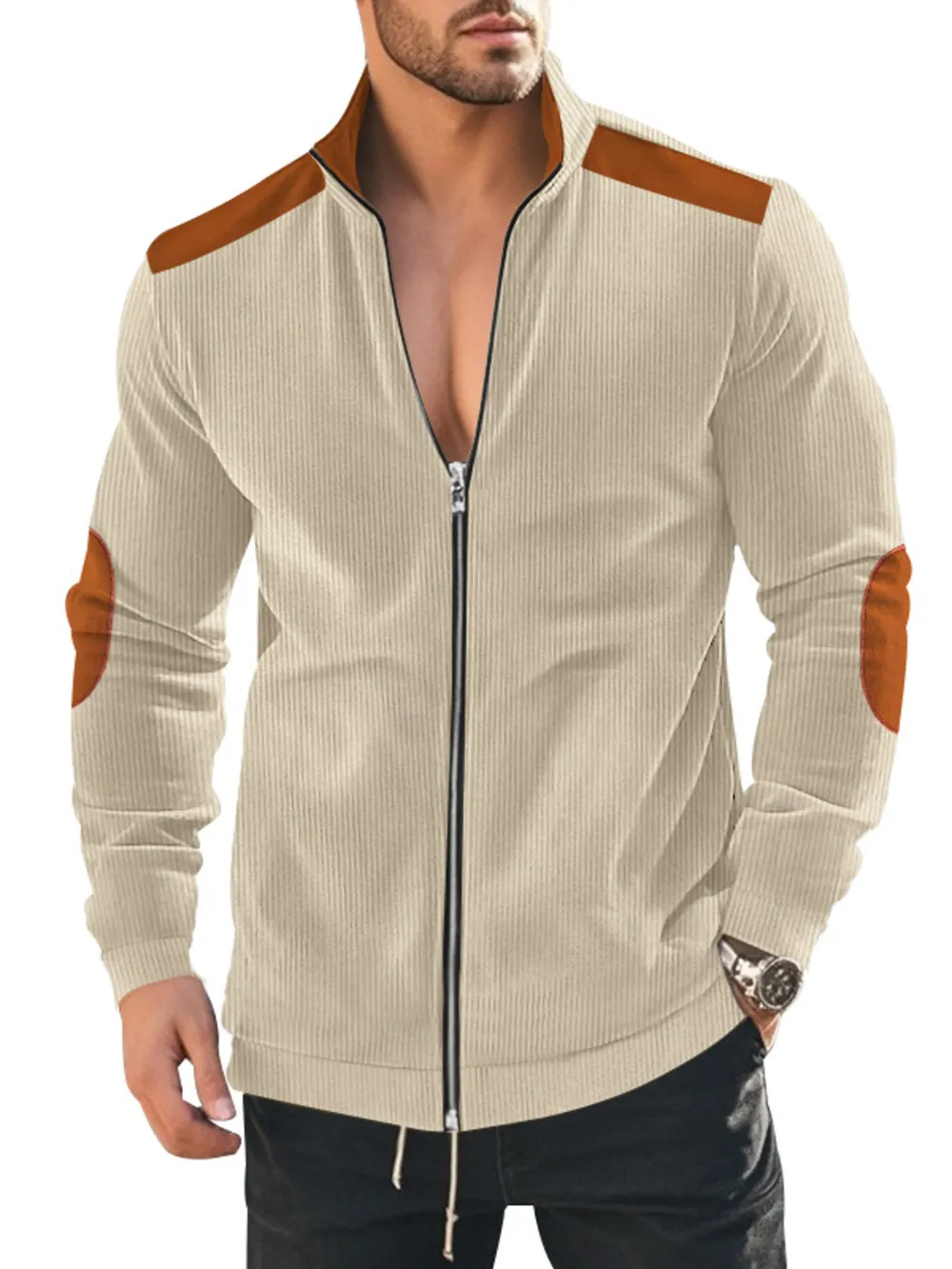 Men's Full Size Zip Up Long Sleeve Jacket Plus Size, image 3