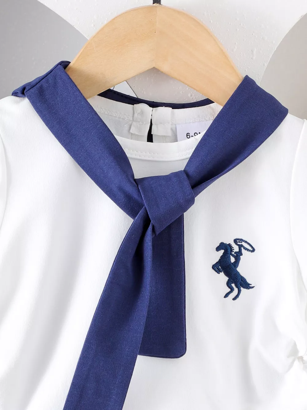 Children's Sailor Collar Embroidered Tee and Skirt Set, image 2