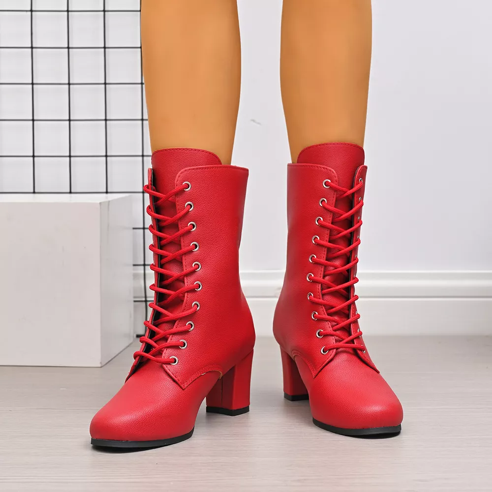 Round Toe Block Heels Boots, image 10