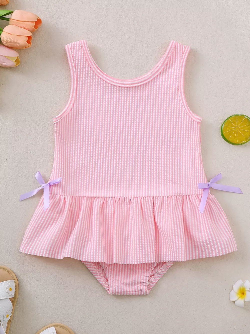 Children's Striped Sleeveless One-Piece Swimsuit, image 8