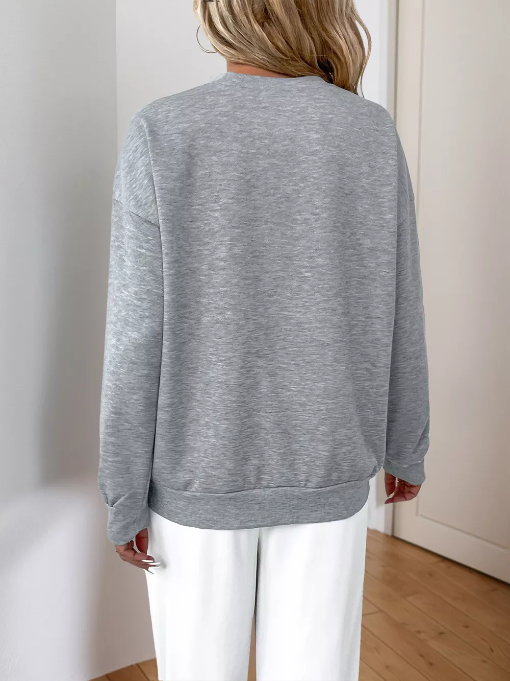 Sequin Round Neck Dropped Shoulder Sweatshirt, image 5