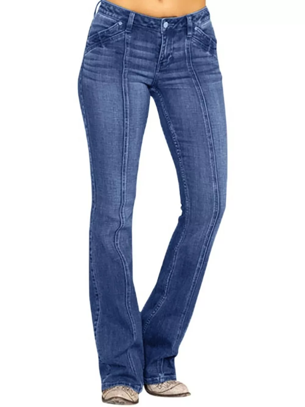 Mid-Rise Bootcut Jeans, image 3