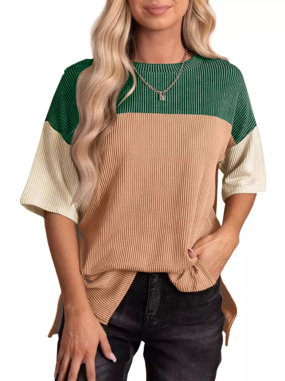 Color Block Half Sleeve Top, image 11