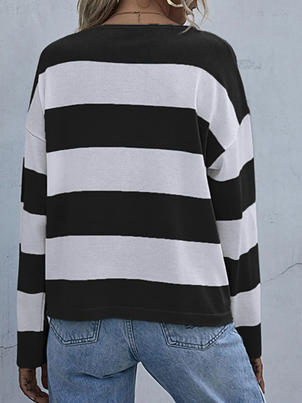 Striped Casual Long Sleeve Knit Top, image 8