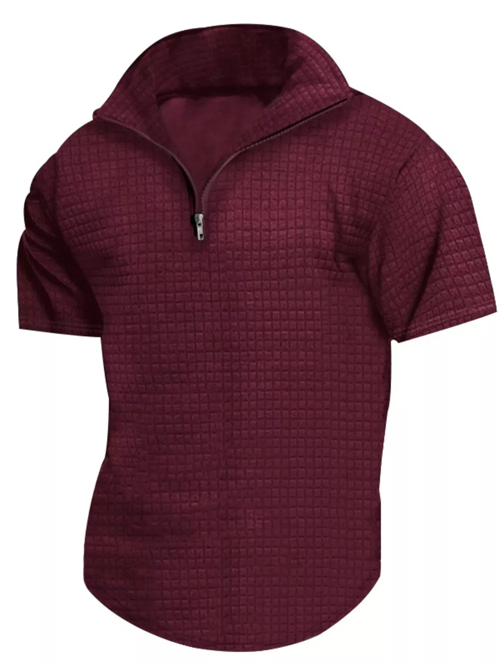 Men's Full Size Textured Short Sleeve Zipper Polo Plus Size, image 19