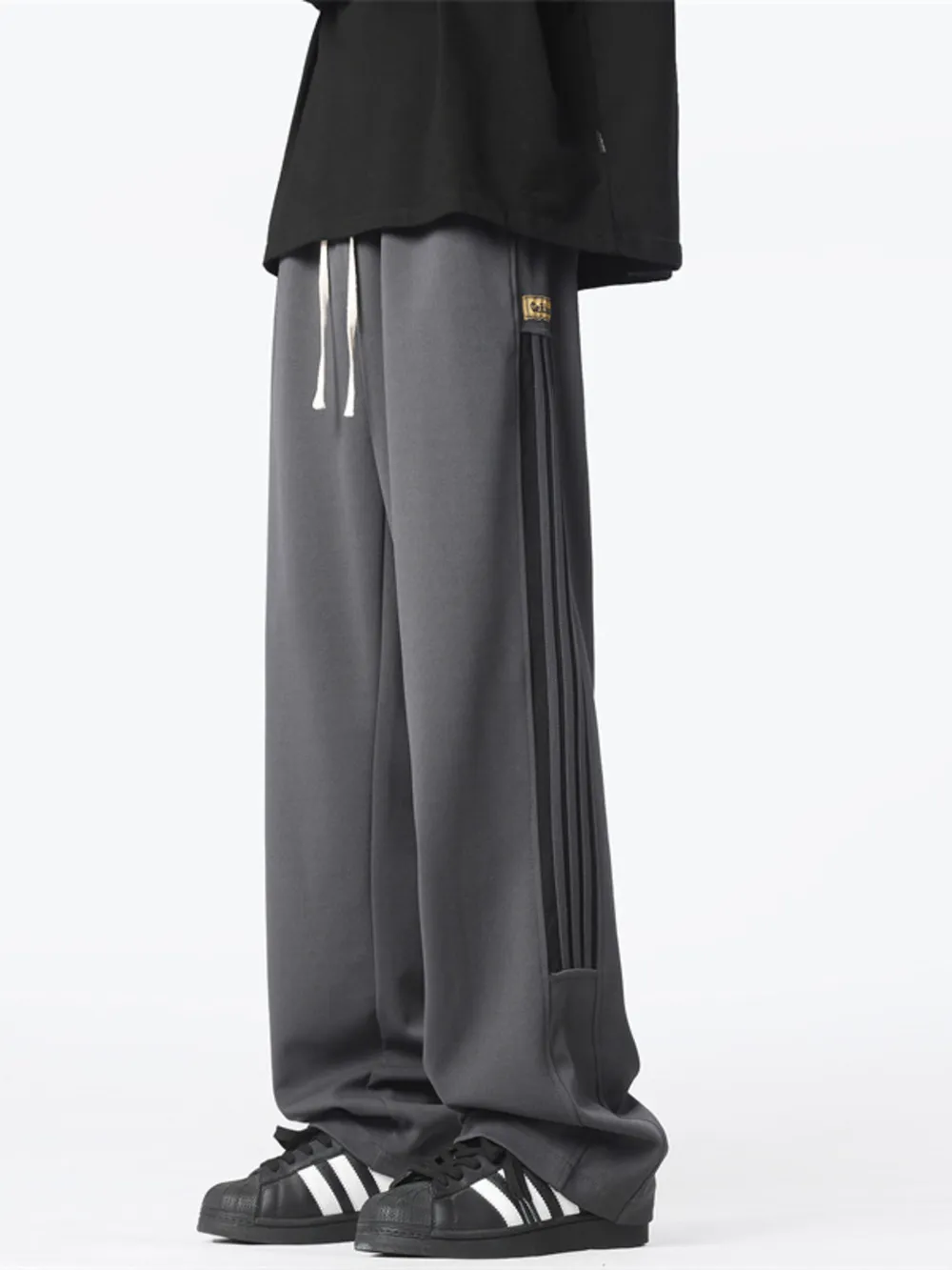 Men's Plus Size Wide Leg Drawstring Pants, image 3