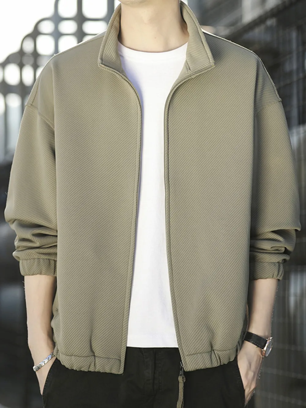 Men's Plus Size Zip Up Long Sleeve Jacket, image 4