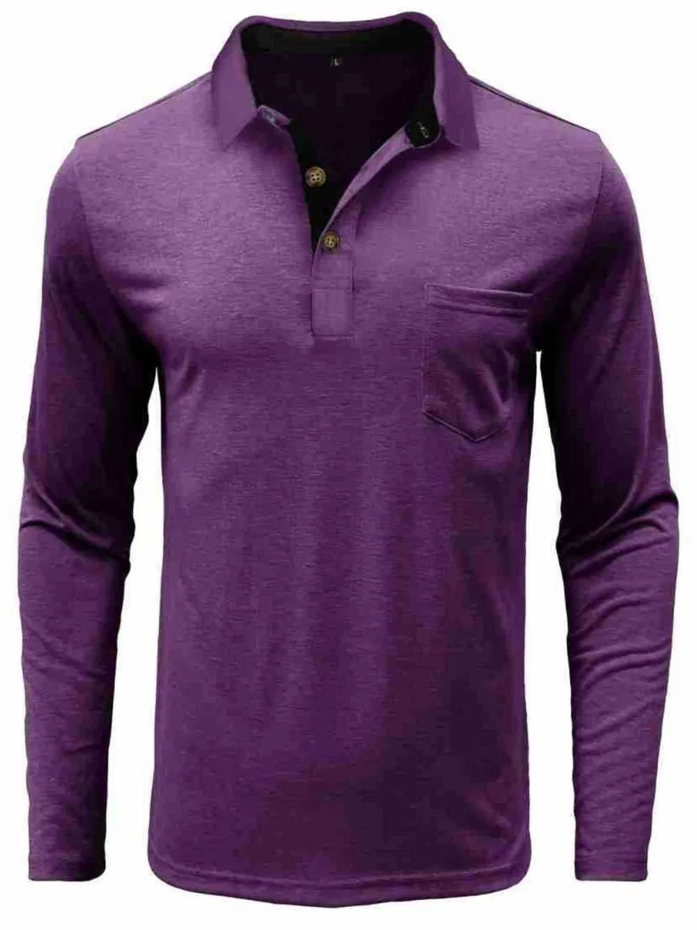 Men's Full Size Button Detail Long Sleeve Polo Plus Size, image 15