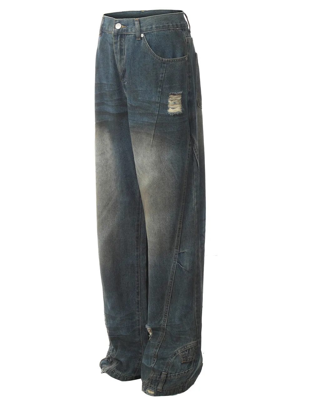 Men's Distressed Wide Leg Jeans, image 3