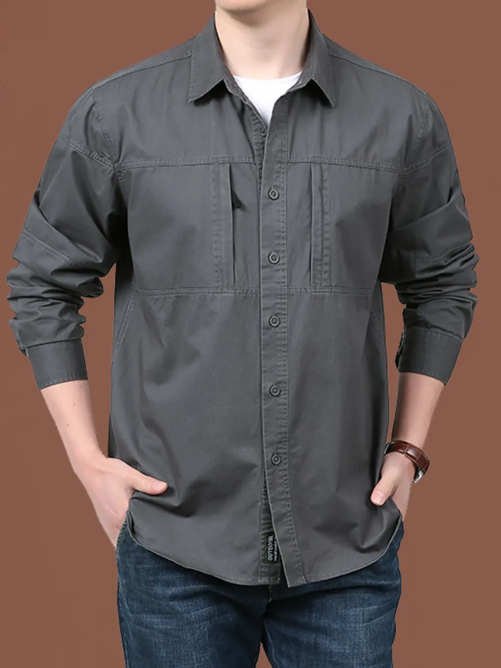 Men's Plus Size Casual Long-Sleeve Shirt, image 6