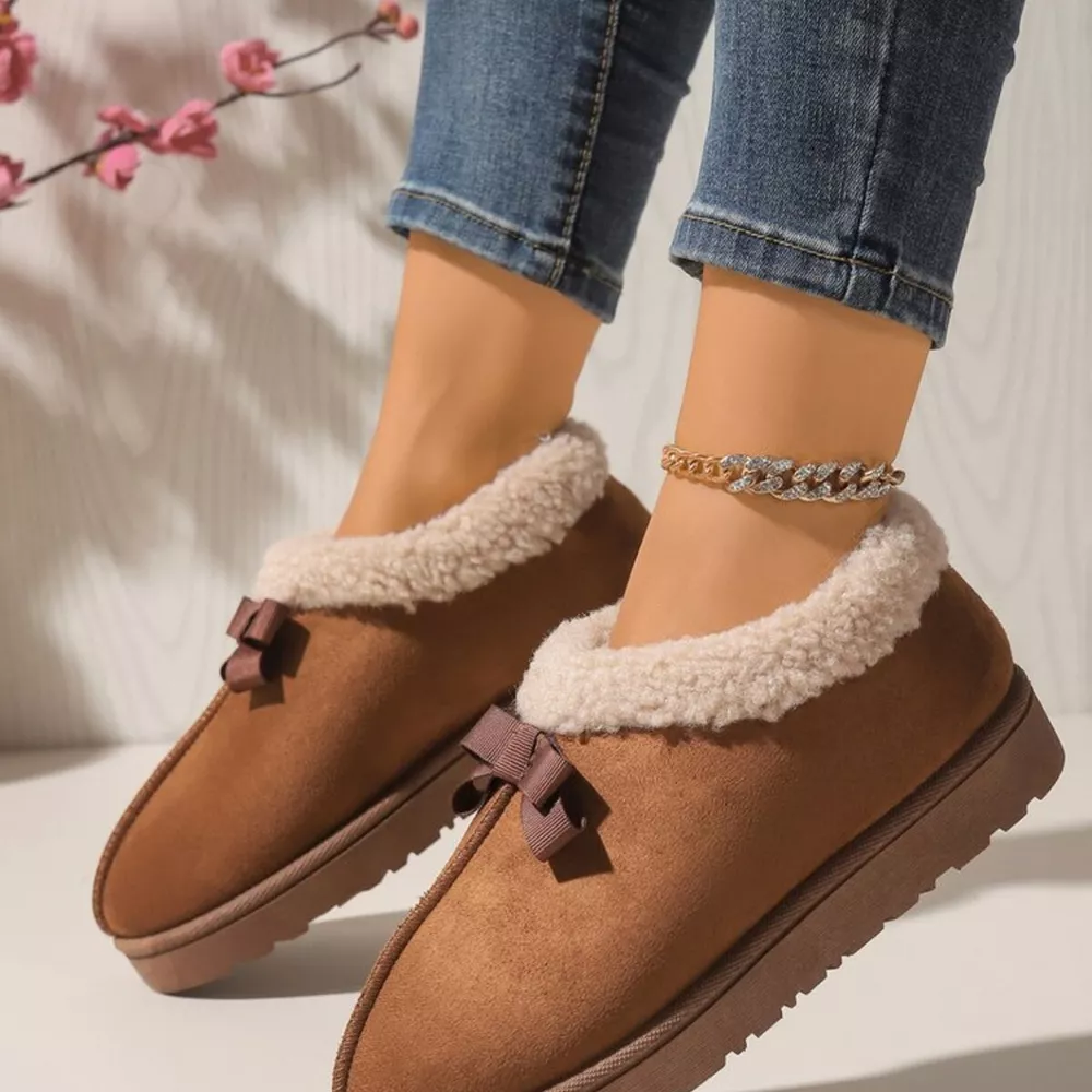 Cozy Bowknot Plush Lined Slip-Ons, image 22