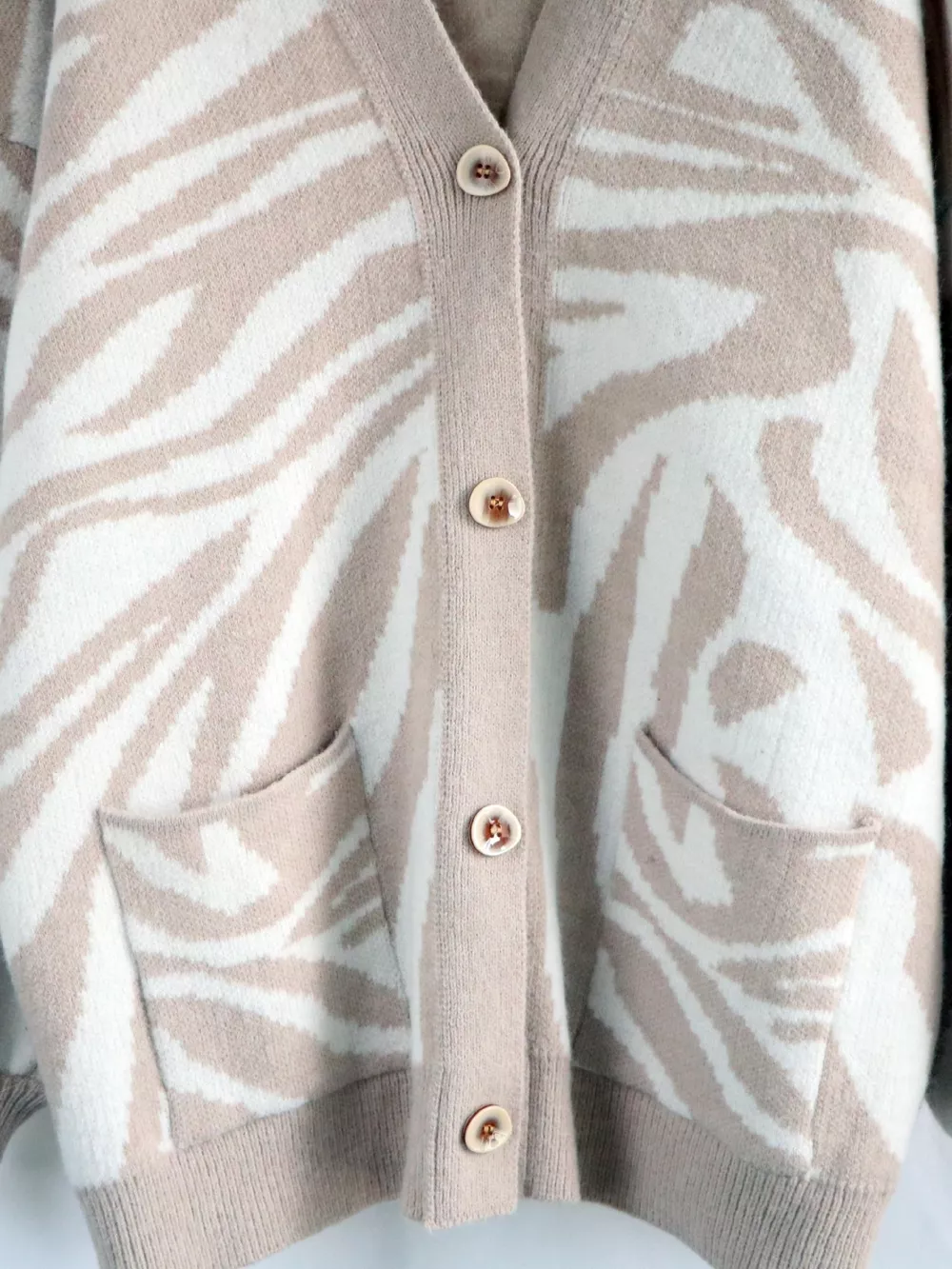 Zebra Print Button Up Cardigan, image 5
