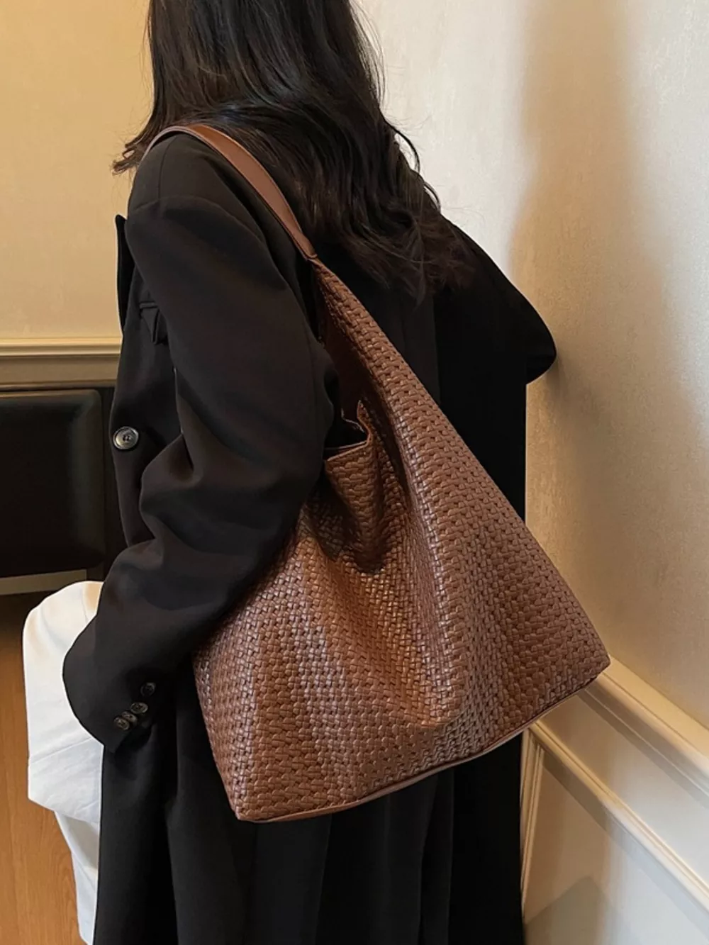 Woven Straw Texture Shoulder Bag, image 5