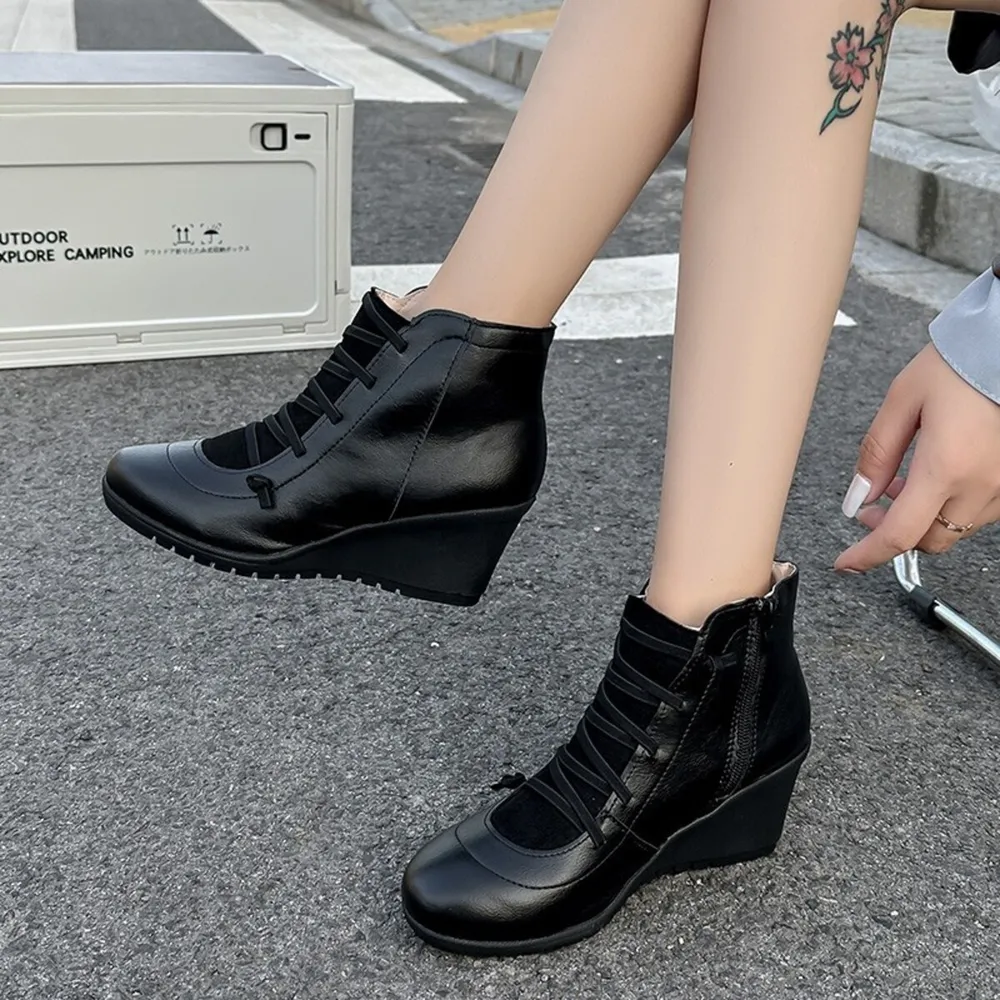 Lace Up Wedge Boots, image 3