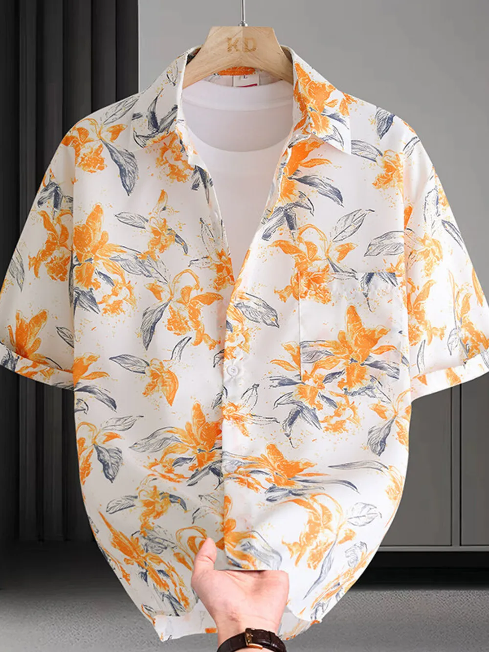 Men's Plus Size Hawaiian Print Short Sleeve Shirt, image 5