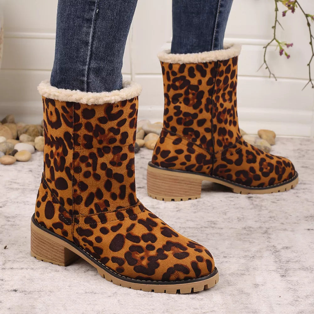 Leopard Print Plush Lined Boots, image 9