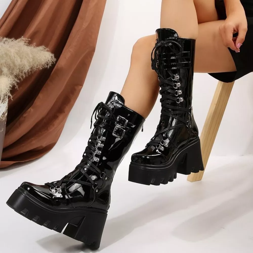 Lace Up Block Heels Boots, image 5