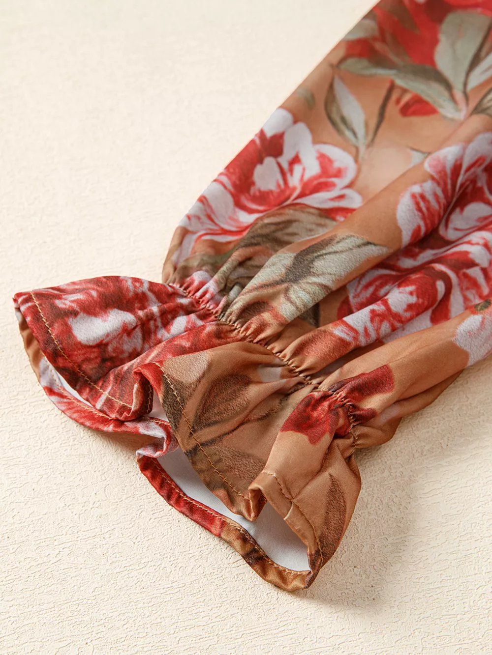 Floral Print Half Button Flounce Sleeve Ruffle Mini Dress, image 6