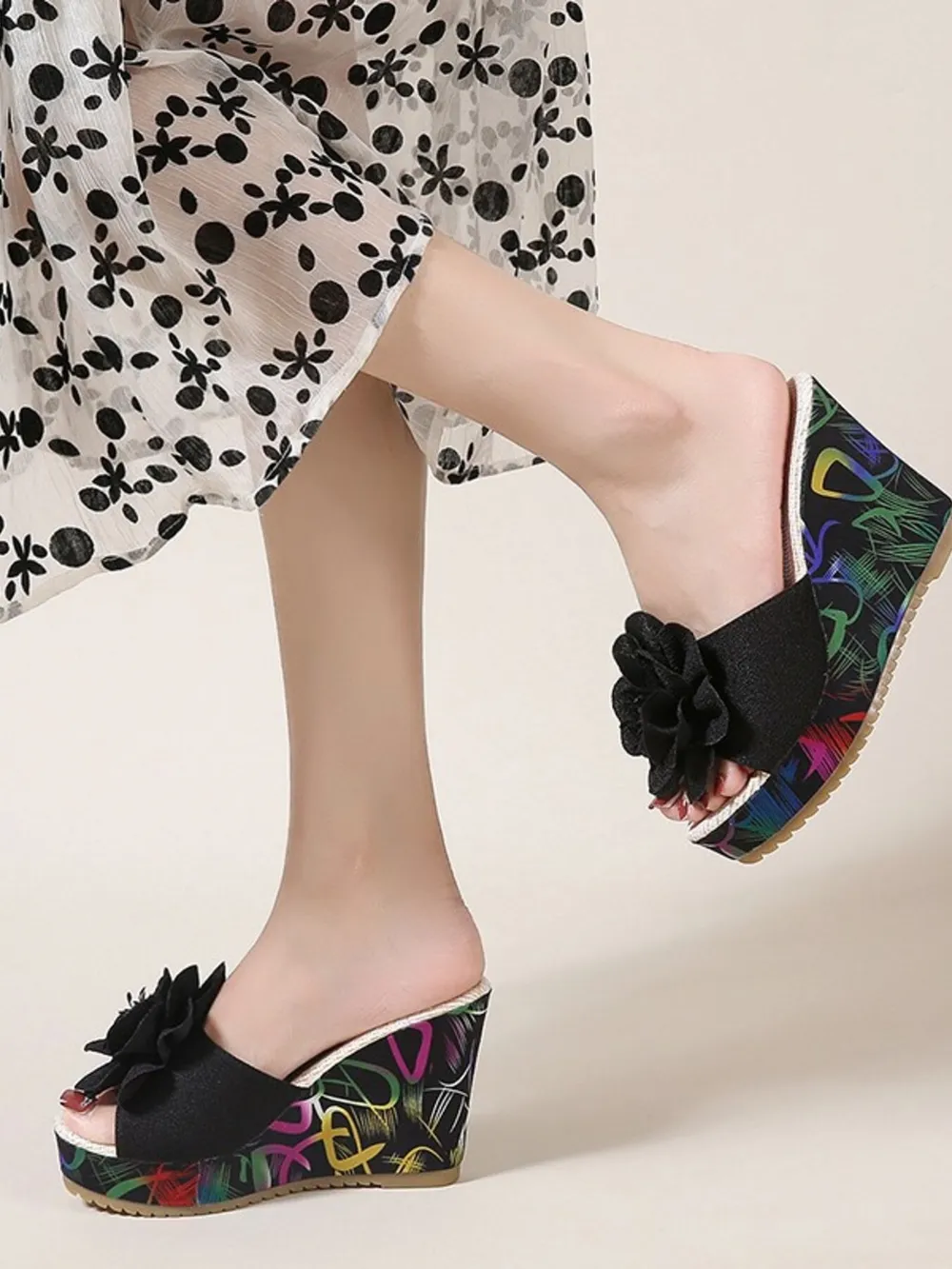 Peep Toe Wedge Sandals, image 2